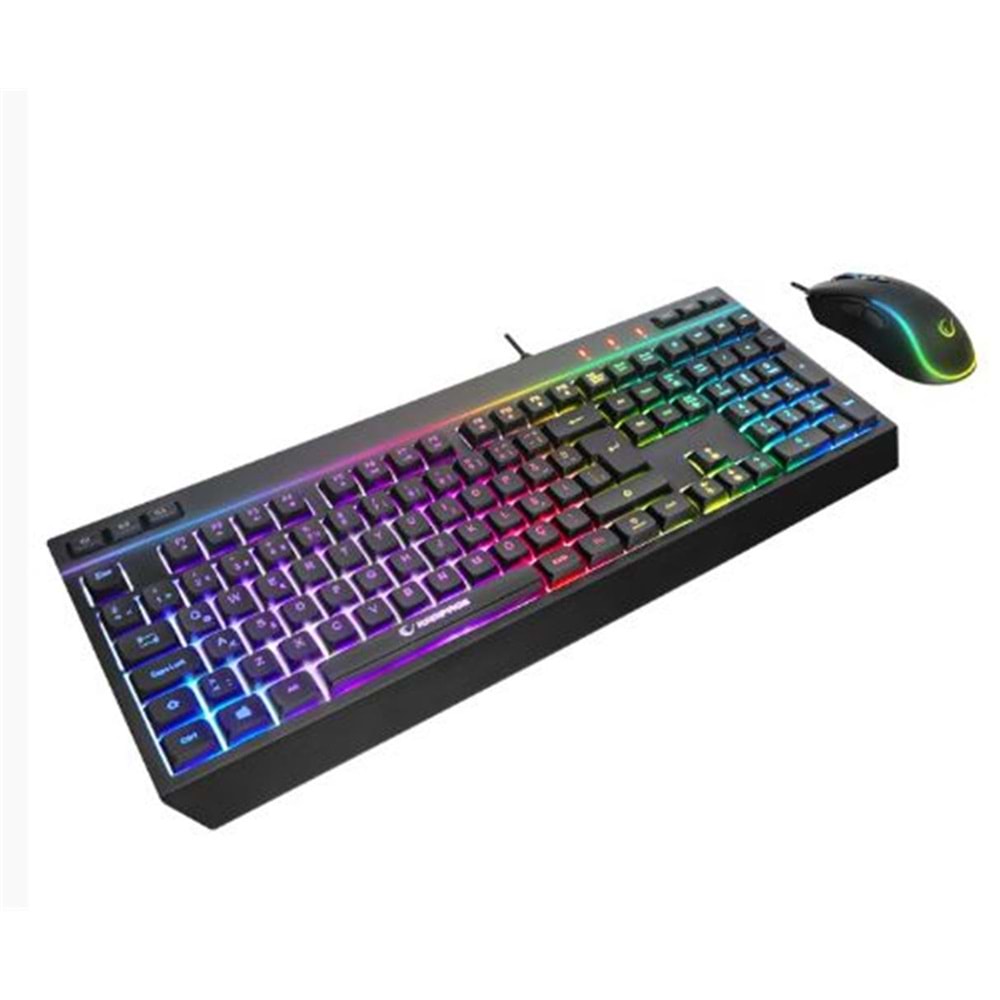 Rampage KM-R57 Siyah RGB Aydınlatmalı Q Oyuncu Multmedia Klavye ve 12800 DPI Mouse Gaming Set