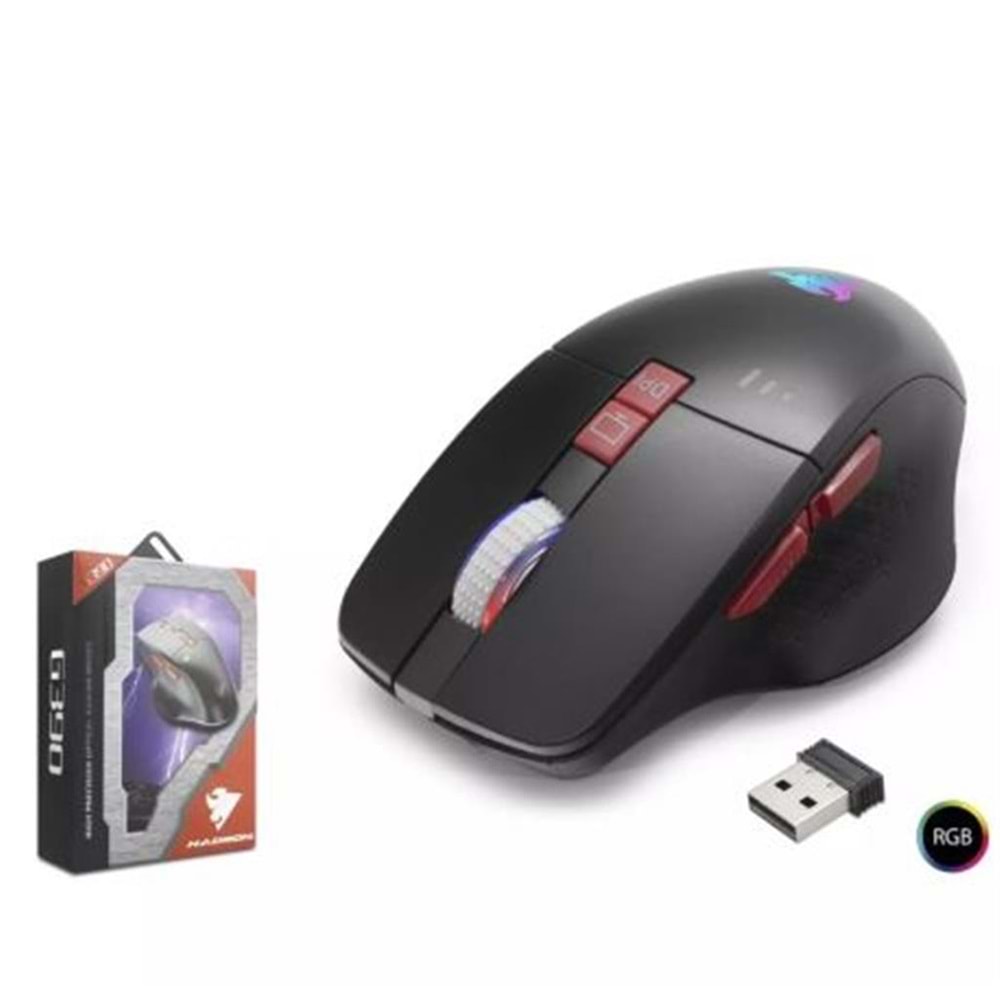 Hadron G390 Kablosuz Oyuncu Mouse Type-C Port Şarjlı + Led gösterim Rgb 1600Dpi Sessiz Siyah