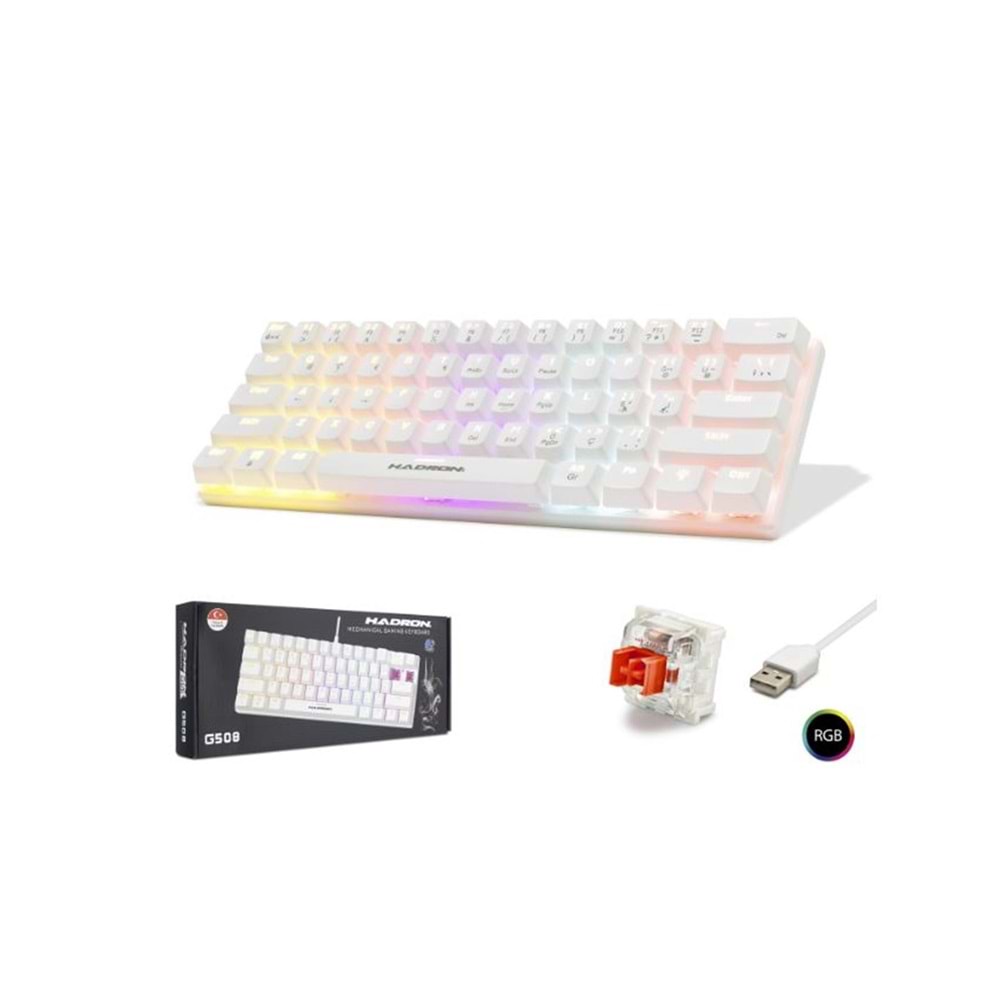Hadron G508R Kablolu Oyuncu Mini Klavye Mekanik Red Switch Rgb Q Beyaz