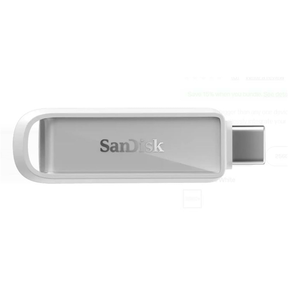 Sandisk SDIXS0N-256G-GN6NE 256GB Phone Drive with USB-C-128GB (Arctic White) Flash Bellek