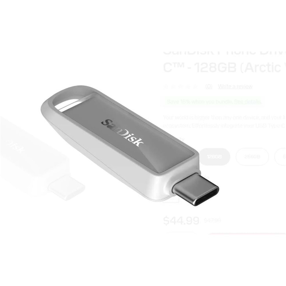 Sandisk SDIXS0N-256G-GN6NE 256GB Phone Drive with USB-C-128GB (Arctic White) Flash Bellek