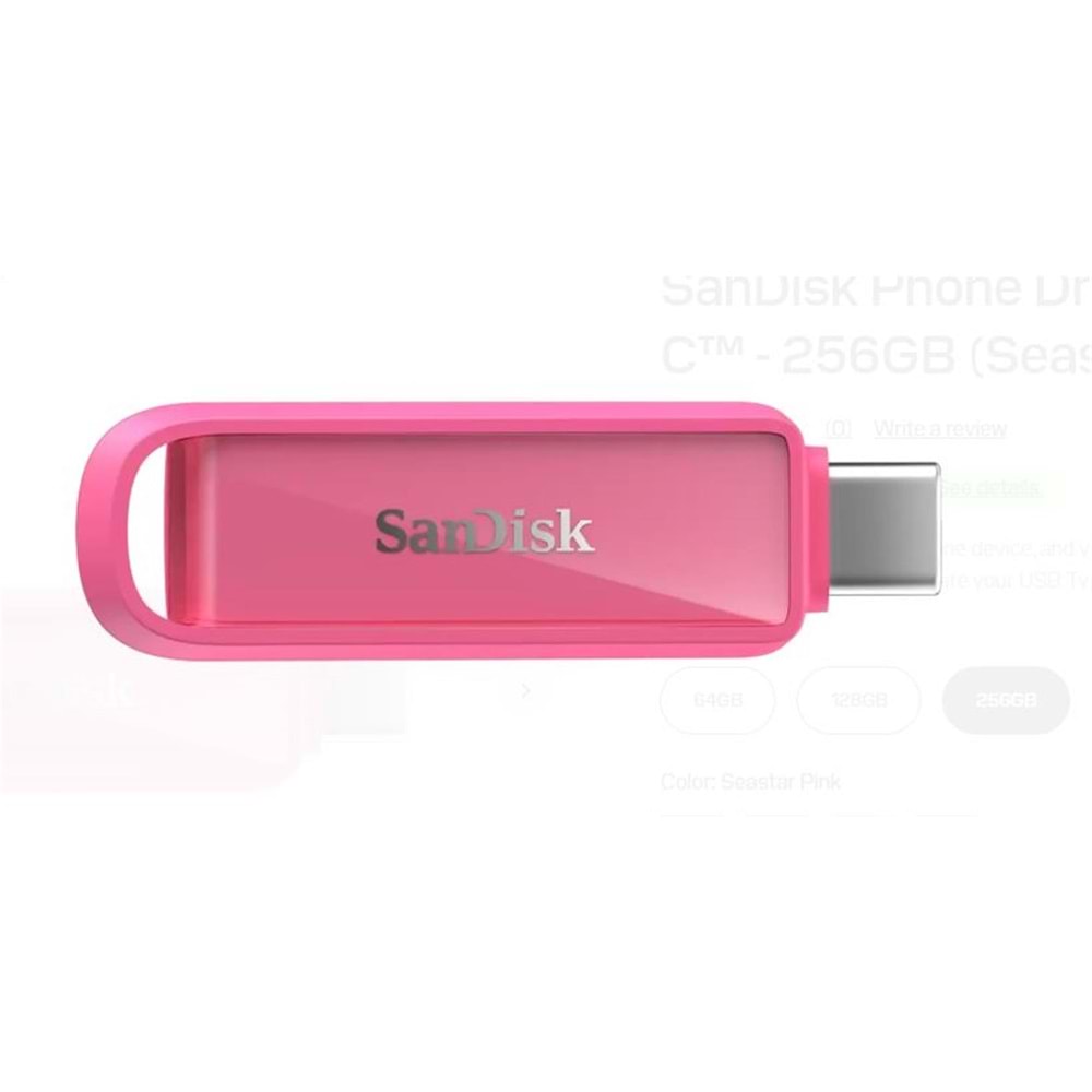 Sandisk SDIXS0N-256G-GN6NG 256GB Phone Drive with USB-C-128GB (Seastar Pink) Flash Bellek