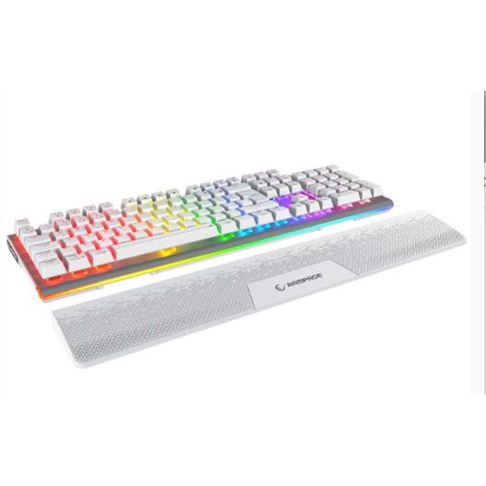 Rampage Carbon Beyaz RGB Q Gaming Oyuncu Klavye Bilek Destekli Red Switch