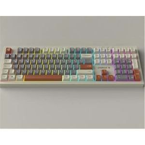 Everest KM-77 Runa Gri-Krem-Kahve Usb Rainbow Aydınlatmalı Sessiz Q Klavye + Mouse Set