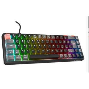 Rampage YORU MINI Siyah-Gri Type-C Bağlantılı OUTEMU Red Swich Q Mekanik Gaming Oyuncu Klavye RGB