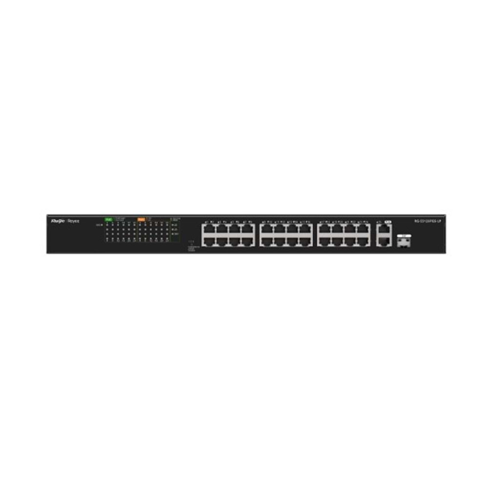 Ruijie-Reyee RG-ES126S-P 26 Port 10-100 Mbps 1 Port Uplink + 1 Port 10-100-1000 Mbps Poe 370W Switch