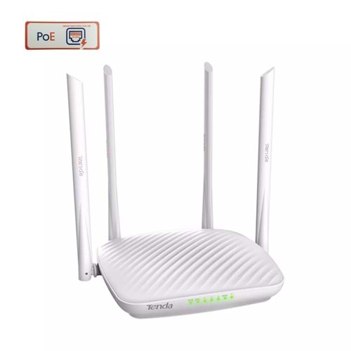 Pasif Reverse Poe Tenda F9 600 Mbps 4 Anten Beamforming Router 24 V 1 A (Adaptörlü Poeli)