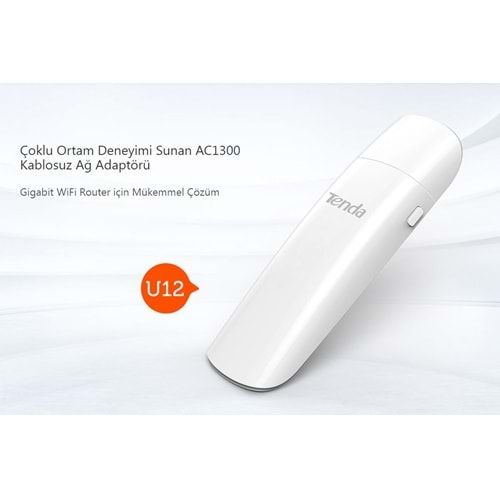 Tenda U12 AC1300 Kablosuz Dual Bant USB Adaptör