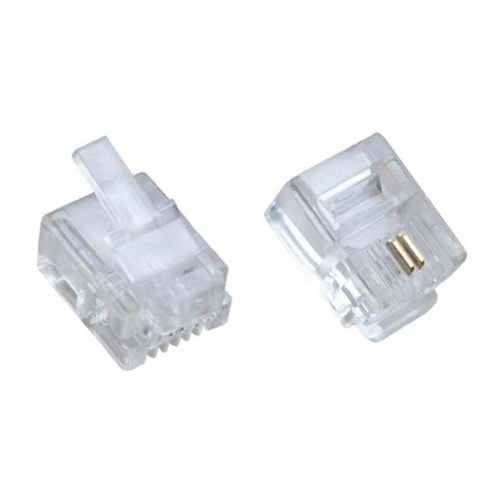 Rj11 2Pin 1Paket 100 Adet Telefon Jack